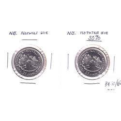 Pair of New Brunswick 25-cents Normal & Rotate Die variety. Rotation is 30 Degree. 2pcs