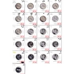 Group lot of 21x Canada Silver 25-cents in various conditions. Dates include: 1937, 1944,1952 Low Re
