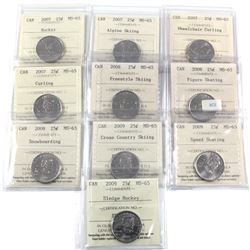 25-cent 2007 Hockey, 2007 Alpine Skiing, 2007 Wheelchair Curling, 2007 Curling, 2008 Freestyle Skiin