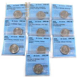 2007-2009 Canada 25-cent Olympics CCCS Certified Almost All First Day of Mintage - 2007 Biathlon UNC