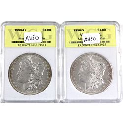 1880-O & 1880-S USA Morgan Dollar WCG Certified AU-50. 2pcs