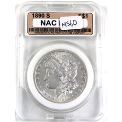 1890-S USA Morgan Dollar NAC Certified MS-60