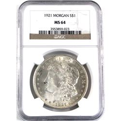 1921 Morgan Dollar NGC Certified MS-64