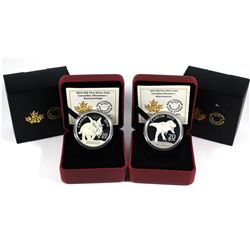2014 & 2015 $20 Canadian Dinosaurs Fine Silver Coins - 2014 Xenoceratops & 2015 Albertosaurus. 2pcs 