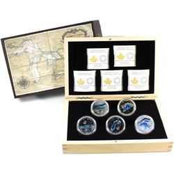 2014-2015 Canada $20 Great Lakes 5-coin Fine Silver Set in Deluxe Case. TAX Exempt