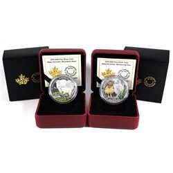 2015 Canada $20 Baby Animals Fine Silver Coins - Burrowing Owl & Mountain Goat. 2pcs (TAX Exempt)