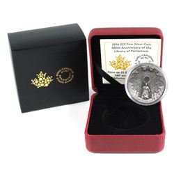 2016 Canada $25 The Library of Parliament Antiqued Curved Fine Silver Coin. (TAX Exempt)