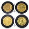 Image 2 : 4x 24K Gold Plated Sterling Silver Medallions in Capsules from Various Franklin Mint Collections. Yo
