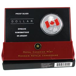 2005 Canada Red Enamel National Flag Proof Limited Edition Silver Dollar. (TAX Exempt)