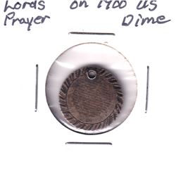 Very Unique!!! 1903 USA Dime with The Lord's Prayer Inscribed on One Side.