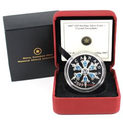 2007 Canada $20 Blue Crystal Snowflake Sterling Silver Coin.