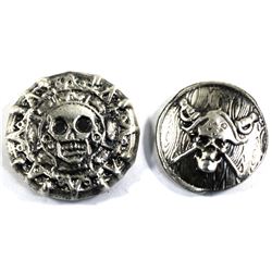 5oz Total!  Beaver Bullion 2oz  Pirate Skull with Crossed Swords & 3oz Day of the Dead .999 fine sil