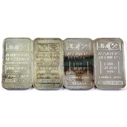 4x 1oz Johnson Matthey .999 Fine Silver Bars - 2x Regular Back & 2x  Blank Back. 4pcs (TAX Exempt)