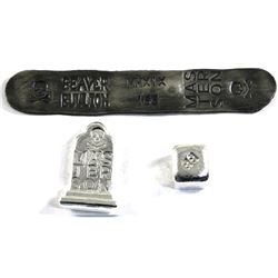 3x 1oz .999 Fine silver Beaver Bullion (Tax Exempt). You will receive 1x  Masterson 1oz Tombstone, 1