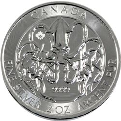 2020 Canada $10 Creatures of the North - The Kraken 2oz .9999 Fine Silver Coin (TAX Exempt). Issued 