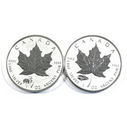 2016 V Tank & 2017 Panda Canada $5 Privy Mark 1oz. Silver Maple Leaf (TAX Exempt) 2pcs