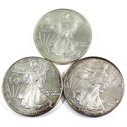 1996,1997 & 1999 United States American Eagle 1oz .999 fine silver coins. ( Tax Exempt)