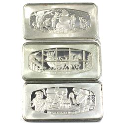 Franklin Mint 1974,1975 & 1977 Christmas themed .925 Sterling Silver ingots. Ingots contain a total 