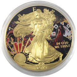 2015 United States $1 Gilt & Colourized Poker 1oz American Eagle (Tax Exempt).