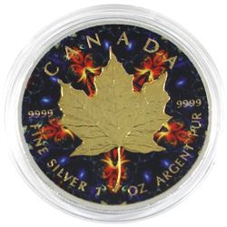 2017 Canada $5 Coloured blue kaleidoscope with Gold Plating 1oz Fine Silver Maple (Tax Exempt)