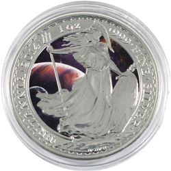 2014 Great Britain 1oz .999 Fine Silver Coloured Britannia in Capsule (TAX Exempt)