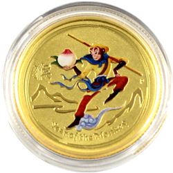 Rare! 2016 Australia 1/4oz Monkey King Coloured .9999 Fine Gold Coin in Capsule - Very Limited Minta
