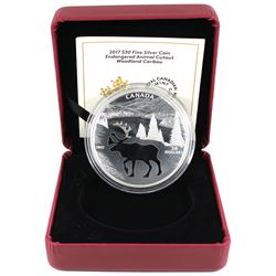 2017 Canada $30 Endangered Animal Cut-Out - Woodland Caribou Fine Silver Coin (TAX Exempt)