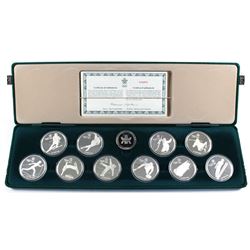1988 Canada $20 Calgary Olympics 10-coin Sterling Silver Set in Original Green Felt Display Case wit