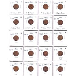 1876-1965 Canada Large & Small Cent collection. You will receive 17 coins from 1896H to 1935 AG-AU a