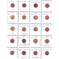 1946-2012 Canada  1-cent coins: lot includes various grade from MS-62  up to MS-65,  lot contains ma