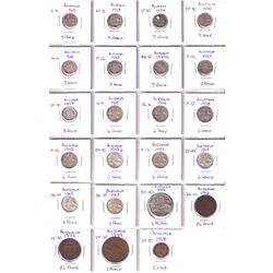 Lot of 23x 1910-1967 Australia coins :  you will receive 9x 6-pence dated between 1910-1957, 9x 6-pe