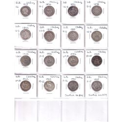1819-1943 Great Britain 1 shilling. Coins appear to range in grade from Good to MS. Lot includes 2x 