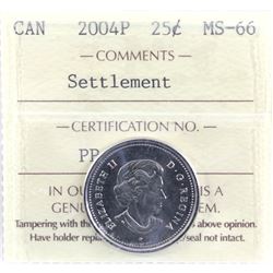 2004P Settlement 25-cent ICCS Certified MS-66