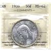 Image 1 : 1939 Canada 50-cent ICCS Certified MS-62