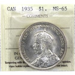 1935 Silver Dollar ICCS Certified MS-65