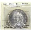 Image 1 : 1935 Silver Dollar ICCS Certified MS-65