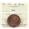 Image 1 : 1911 Canada 1-cent ICCS Certified MS-64