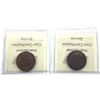 Image 2 : 1892 Obverse 4 Large cent ICCS AU-50 (cleaned) & 1919 Large Cent ICCS Certified MS-62 ( Trace Red). 
