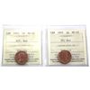 Image 1 : 1953 NSF & 1955 SF Canada 1-cent ICCS Certified MS-65. 2pcs