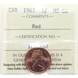 1967 Canada 1-cent ICCS Certified MS-66