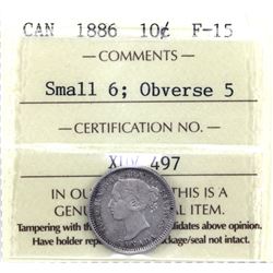 1886 Small 6 10-cent ICCS Certified F-16 Obverse 5