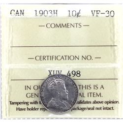 1903-H Canada 10-cent ICCS Certified VF-30