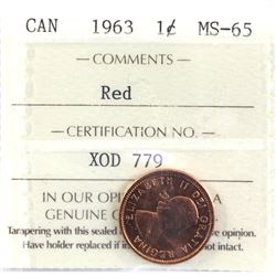 1963 Canada 1-cent ICCS Certified MS-65