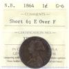 Image 1 : 1864 New Brunswick Short 6 1-cent  E over F ICCS Certified G-6