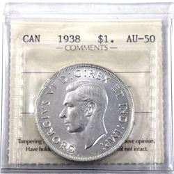 1938 Canada Silver Dollar ICCS Certified AU-50