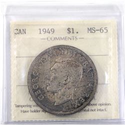 1949 Canada Silver Dollar ICCS Certified MS-65