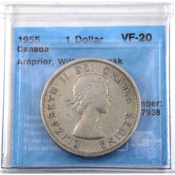 1955 Arnprior  with Die Break  Silver Dollar CCCS Certified VF-20