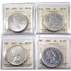 Silver Dollar 1955 AU-50,1956 MS-60 ,1957 1 Waterline MS-62  & 1963 PL-65 All ICCS Certified