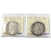 Group Lot 2x ICCS Certified Silver $1: 1966 Large Beads MS-64 & 1967 MS-64. 2pcs