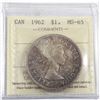 1962 Canada Silver $1 ICCS Certified MS-65.